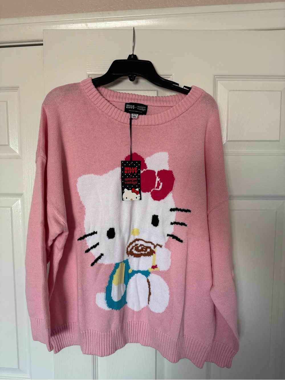 Sanrio Hello Kitty Pink Graphic Knit Sweater - Picture 1 of 7
